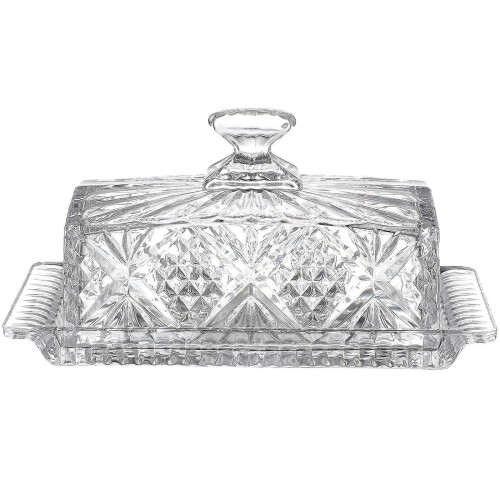 1pc Rectangular Glass Butter Plate with Lid Tableware Storage Box Food Container 1