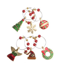 1Set Weinglasanhänger Bunte Zinklegierung Kreative Xmas Dekoration