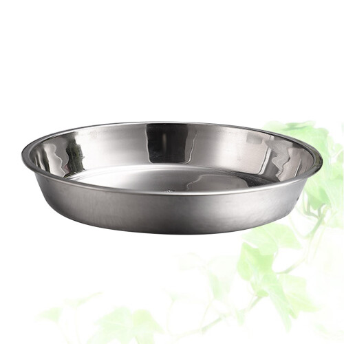Edelstahl- Teller Große Runde Teller 9. 24 Cm Silber ) 2