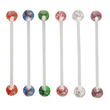 6Stk Tongue Rings Für Damen, Chirurgischer Stahl, Farbenfrohes Design
