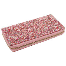 1Stk Frauen Portemonnaie Pink Zippered Handtasche Aus PU Und Polyester