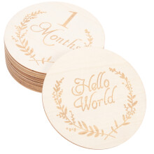 13Stk Holzchips Baby Monatskarten Für Zuhause Beige Umweltfreundlich