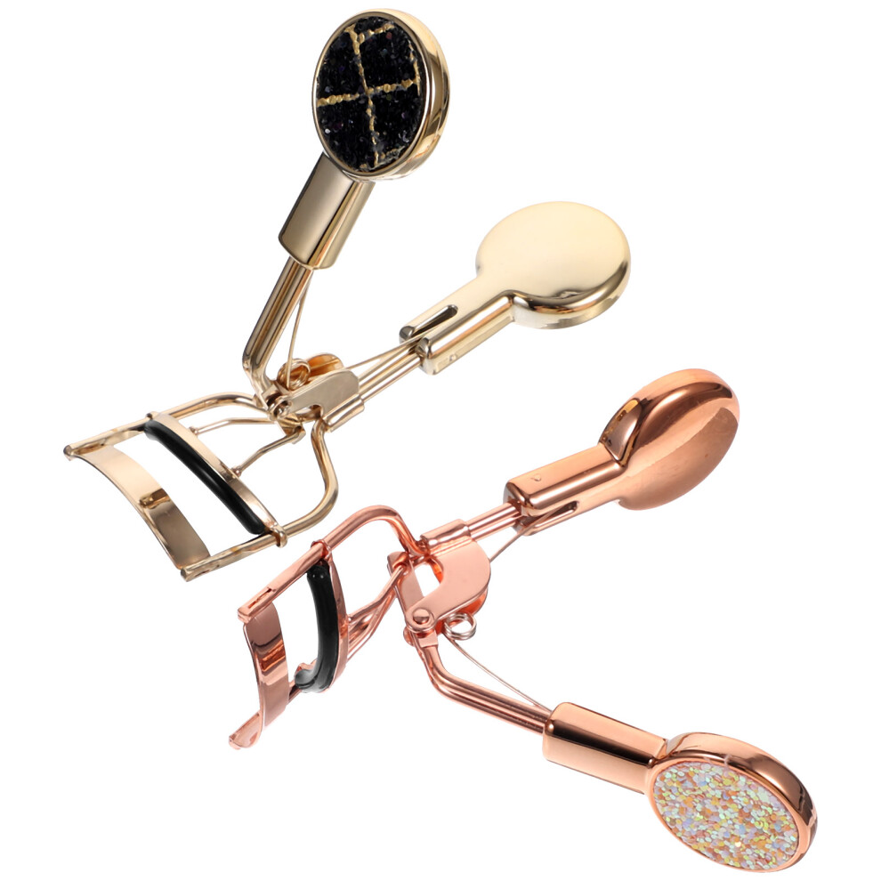 Solustre Golden 2Pcs Handheld Eyelash Curlers Stainless Steel Lash Curl Tools