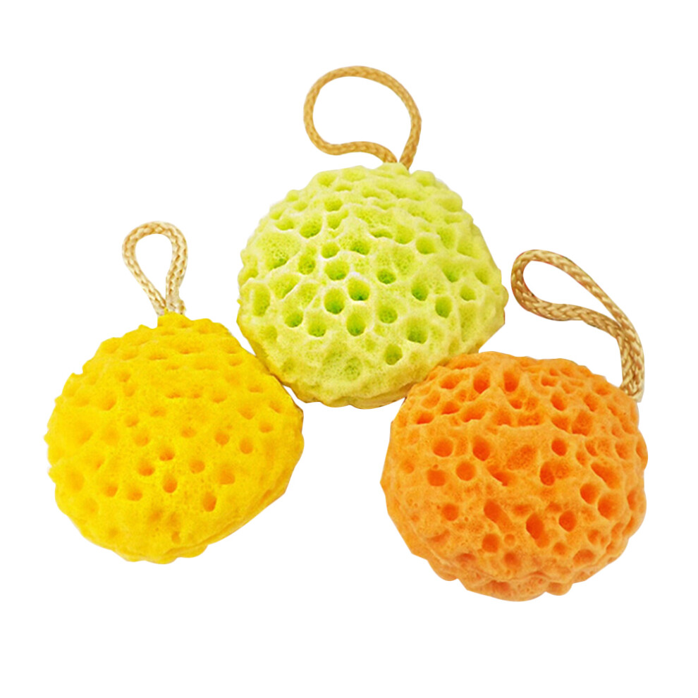 Solustre 3Pcs Assorted Color Honeycomb Bath Balls Soft Durable Shower Sponges