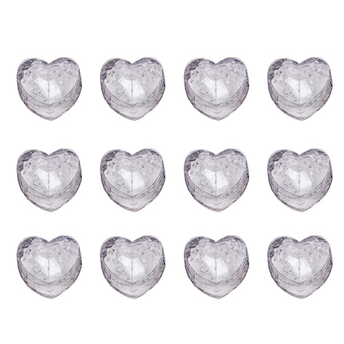 12Pcs Pink Heart-Shaped LED Ice Cubes Glowing Decorations for Parties 1