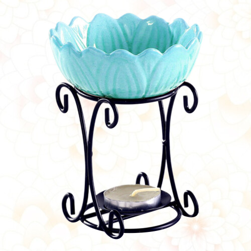 Iron Rack Candle Holder With Blue Ceramic Plate Aromatherapy Diffuser 2