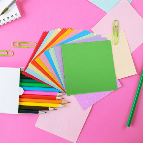 Worgeous  100 Sheets Origami Paper Double Sided Practice Colored Child 2