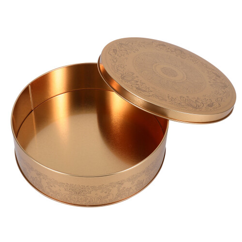 Golden Tinplate Cookie Case Multi-Use Cake Pan Container 2