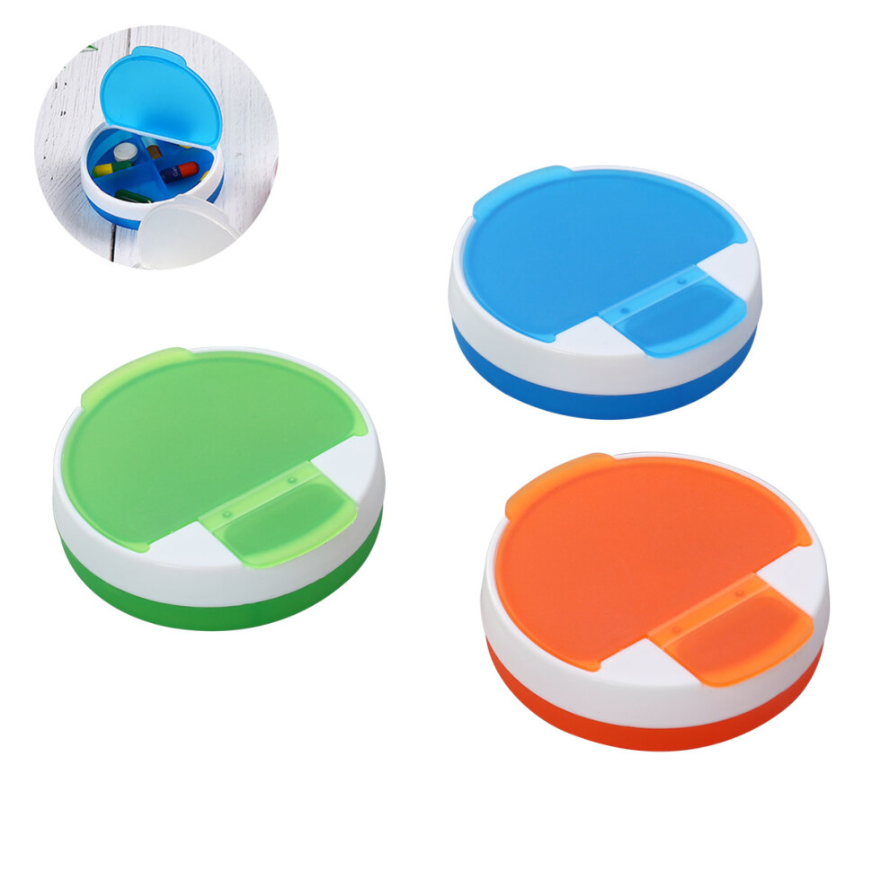 Solustre 3Pcs Pill Organizer Case 4 Compartments Assorted Color Storage Holder