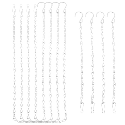 24Pcs Silver Bird Cage Hanging Hooks Adjustable Chain Hangers for Home