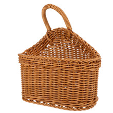 1Pc Brown Plastic Woven Basket Wall-Mounted Cutlery Storage for Home