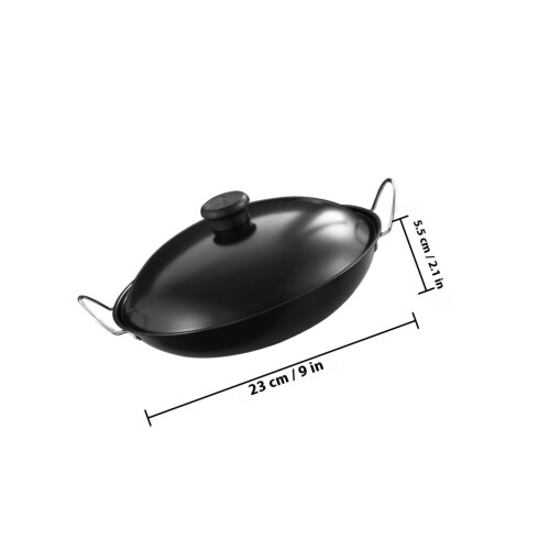 Black Iron Nonstick Cooking Wok Double Handle for Home Kitchen Use 1