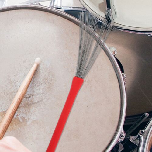 Red Steel Wire Jazz Drum Brush with Comfortable Grip 2