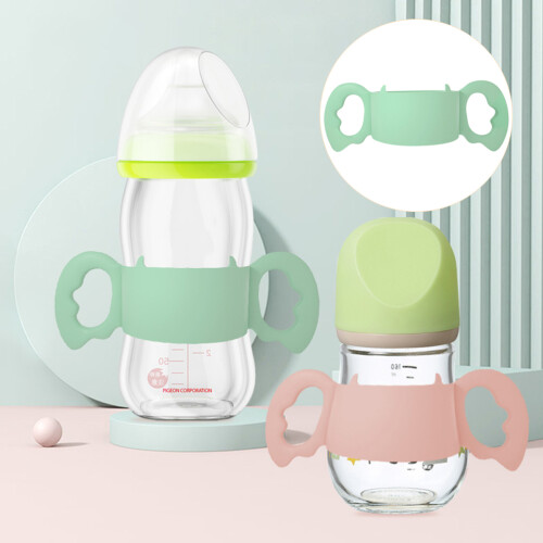 Soft Light Green Silicone Baby Milk Bottle Handle Comfortable Grip 1