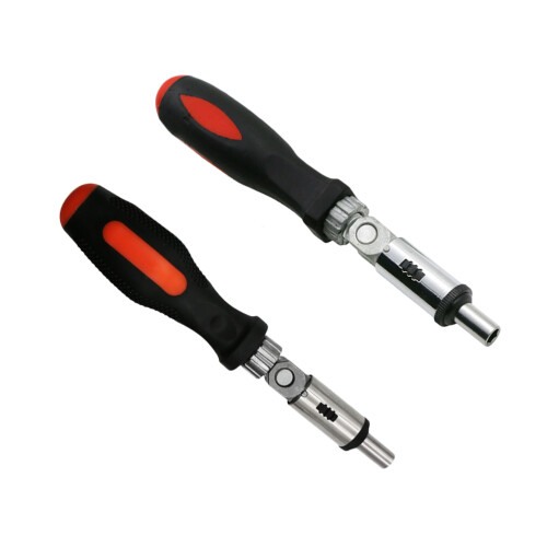 2Pcs 1/4 Inch Screwdriver Handle Cushioned Grip Adjustable Ratchet