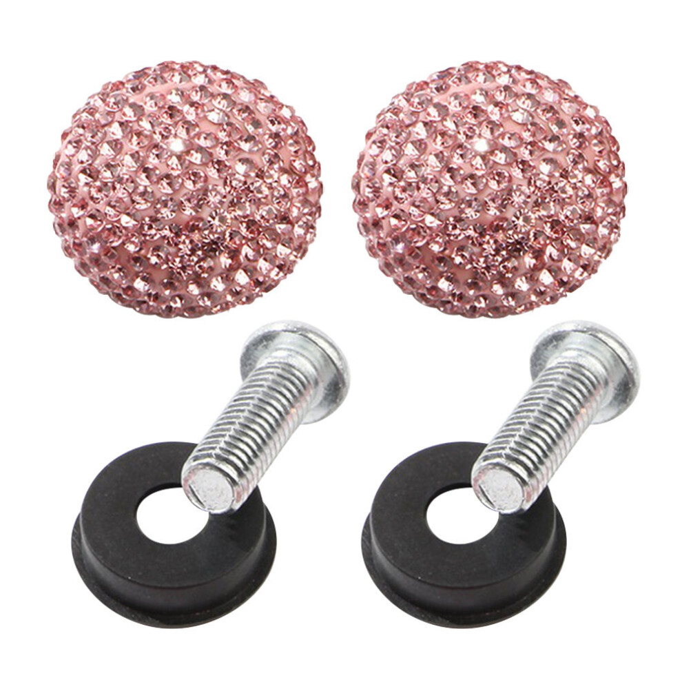 Car License Plate Nuts And Bolt Pink Rhinestone Fasteners Durable 3163201104476