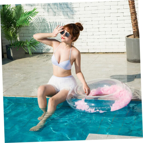 Pink Thickened LeakProof PVC Pool Float Swim Ring for Adults Beach and Backyard Fun 1