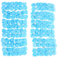 144Pcs Lightweight Faux Blue Rose Flower Heads for Crafts and Bouquet