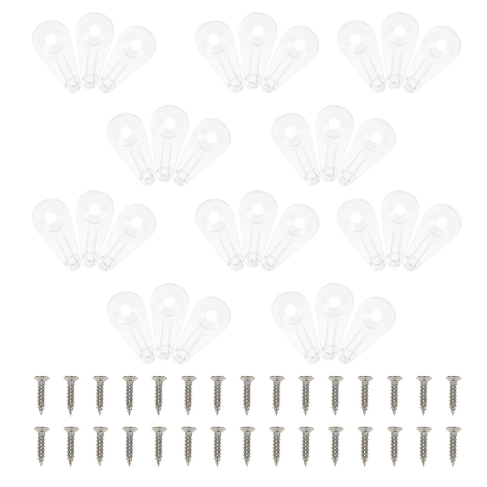 30Pcs Transparent Small Glass Clips For Mirror Cabinet Bookcase Fixing 3253067288004