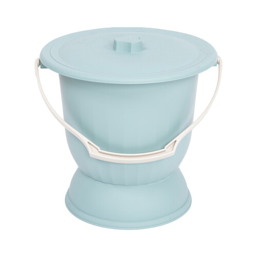 Sky-Blue Plastic Spittoon with Lid High Base Urine Storage Pot