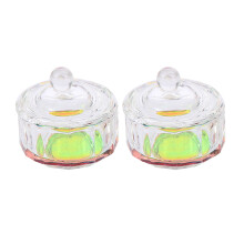 2Pcs Nail Art Glass Bowls Multi-Color Crystal Cups for Acrylic Powder