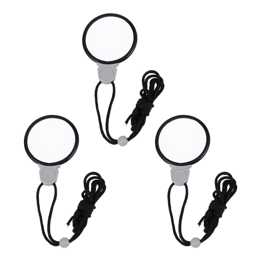 Totority Black 3Pcs Portable Hanging Magnifying Glass Glass Lanyard Necklace
