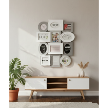 12 Multi Shape Wall Photo Frame White-Grey 67x52Cm