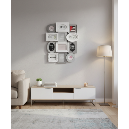 12 Multi Shape Wall Photo Frame White-Grey 67x52Cm 1