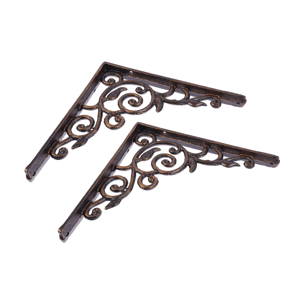2Pcs Iron Wall-Mounted Bracket Golden Shelf Support For Home Storage 3163201136941