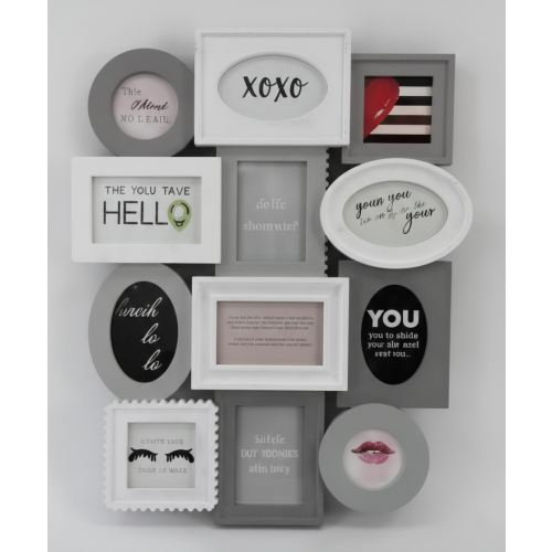 12 Multi Shape Wall Photo Frame White-Grey 67x52Cm 2