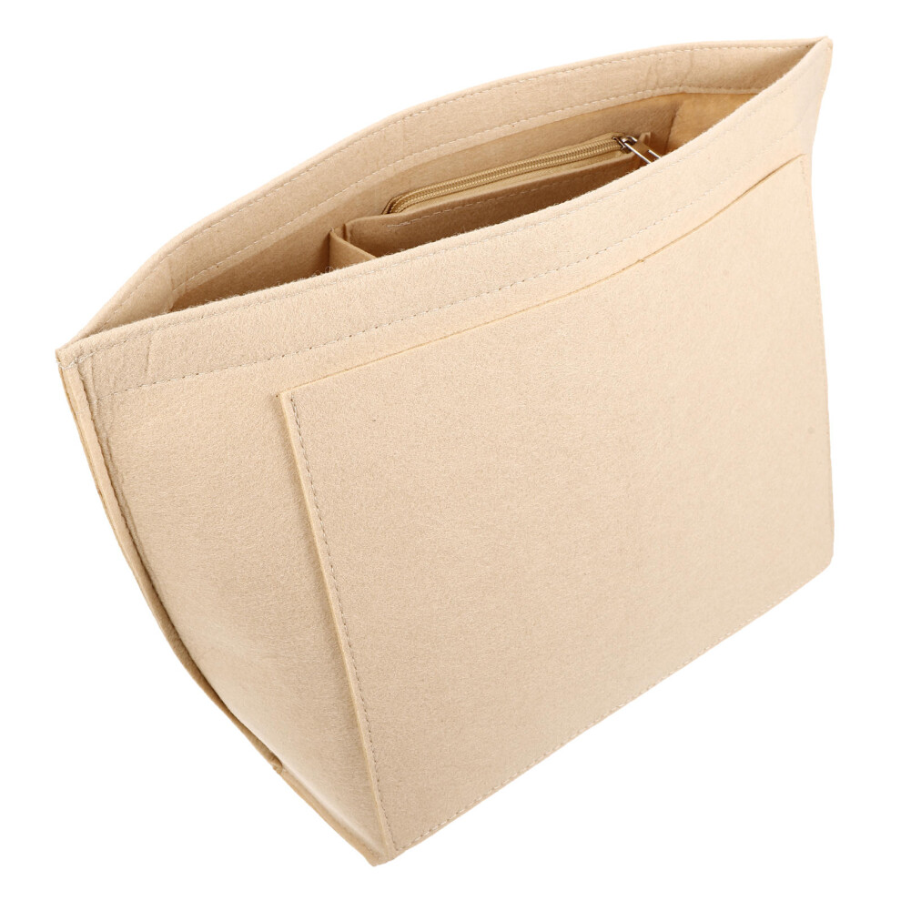 Ohphcall Beige Durable Felt Tote Bag Insert Organizer For Women Purse
