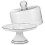 Ceramic Cake Display Stand with Clear Glass Dome for Party Serving 11