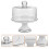 Ceramic Cake Display Stand with Clear Glass Dome for Party Serving 6