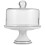 Ceramic Cake Display Stand with Clear Glass Dome for Party Serving 5