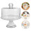 Ceramic Cake Display Stand with Clear Glass Dome for Party Serving 4