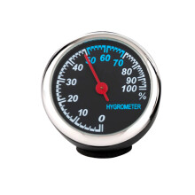 Silver Car Hygrometer with Backlit Mechanical Dial Metal Dashboard
