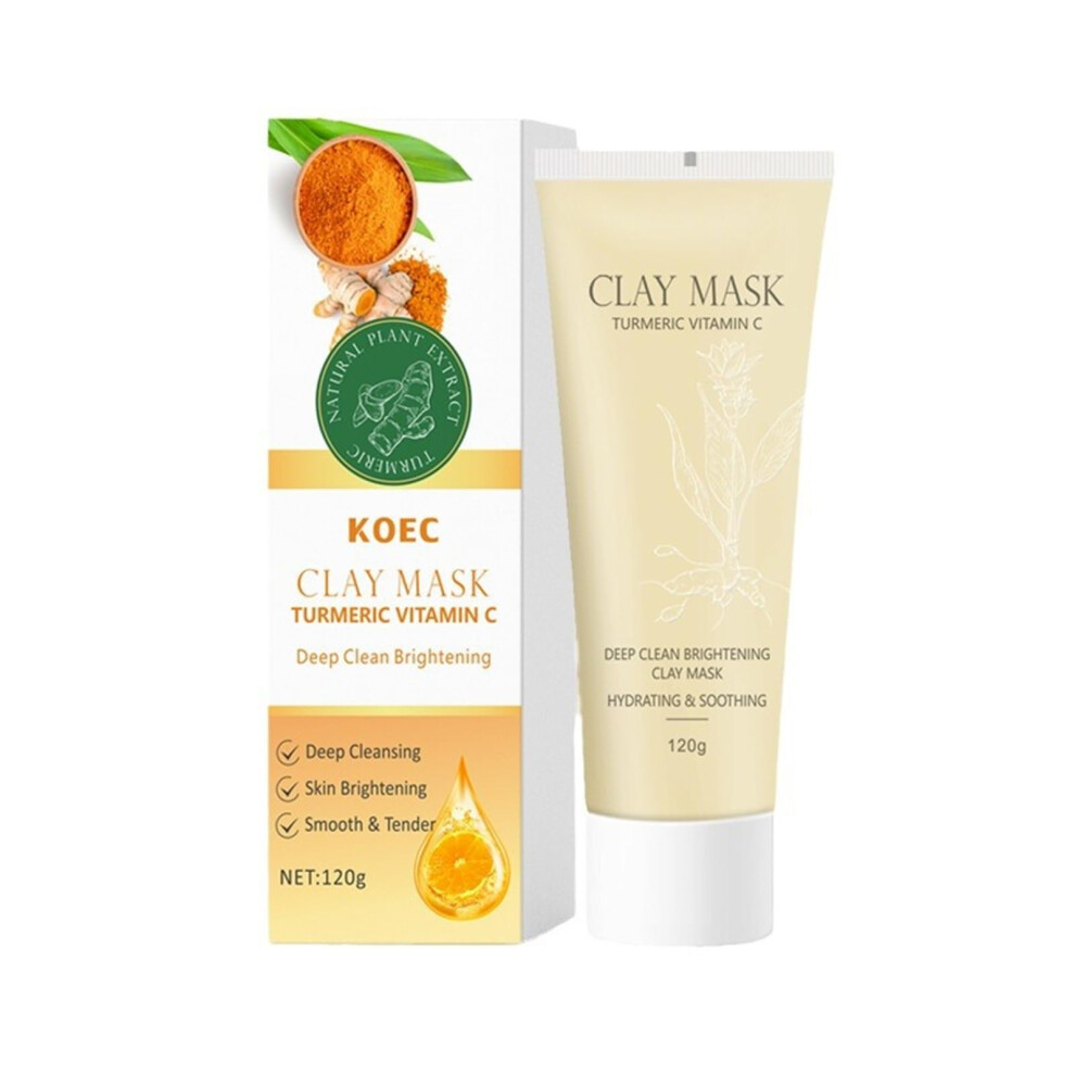 Vitamin C Clay Mask with Turmeric and Kaolin, Deep Pore Cleansing and Brightening Facial Mask 4.23oz