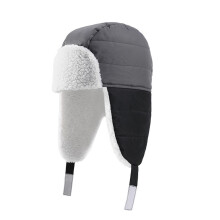 Windproof Polar Fleece Earflap Hat Black Winter Warm Ski Cap