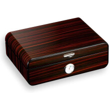 Large Capacity Cedar Wood Cigar Humidor Box with Glossy Finish and Builtin Hygrometer