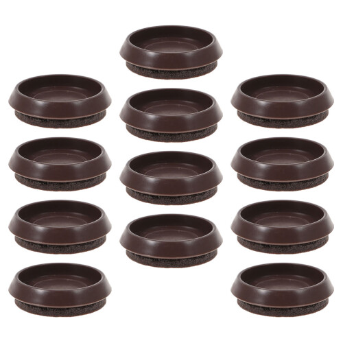 Furniture Wheel Caster Cups Light Brown Plastic 12pcs