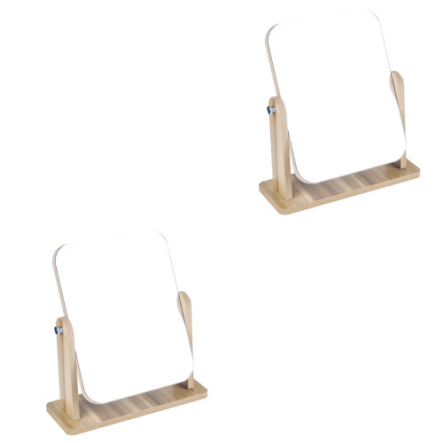 2 Pcs Rectangular Rotatable Makeup Mirror For Girls Women 2