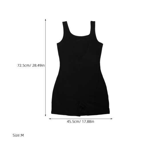 Black Polyester Workout Jumpsuit Slim Backless One Piece Bodysuit 1