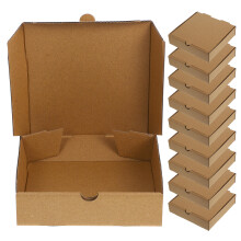 10Pcs Small Pizza Boxes Kraft Paper Food Containers Brown Takeout