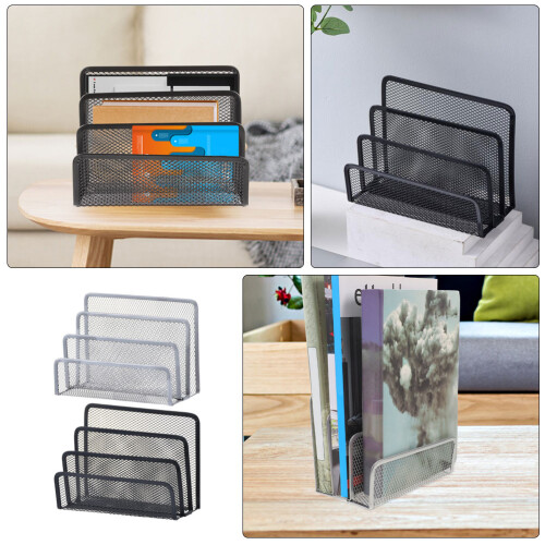 2 Pcs Clear Gold Desk Organizer Three-Layer Bookshelf Office 2
