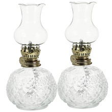 2pcs Vintage Kerosene Oil Lamps with Clear Glass Shade for Home Decor and Emergency Lighting