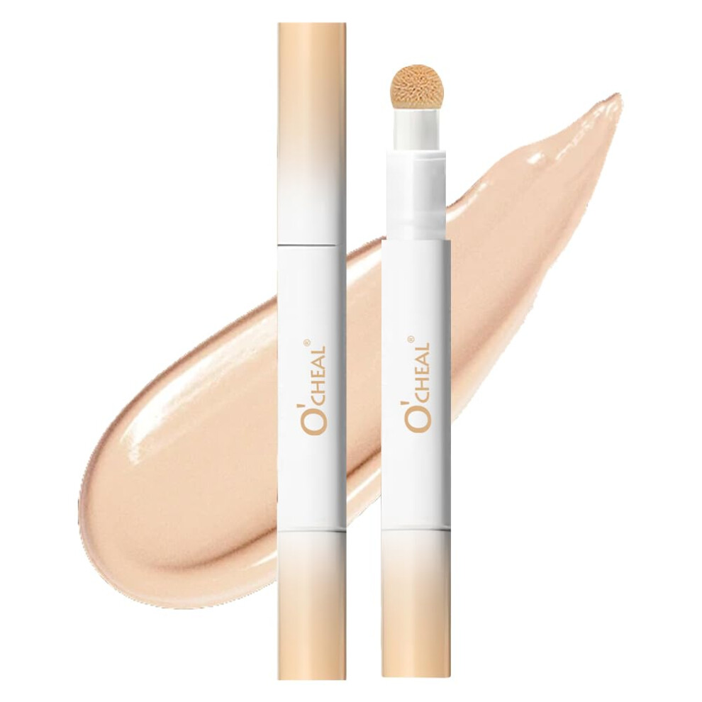 Full Coverage Concealer with BuiltIn Brush, Lightweight Hydrating LongLasting Vegan Formula for Light Skin Tone