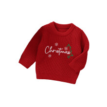 (9-12 Months, Red) Maglioncino per bambina, maniche lunghe, girocollo, con stampa floreale, maglione invernale caldo