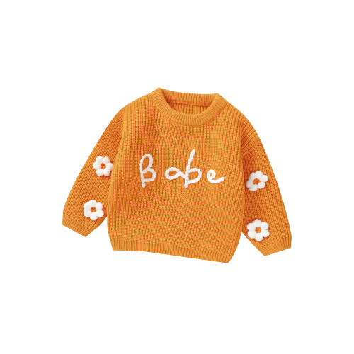 (6-9 Months, Orange) Pull bébé fille pour nourrissons.