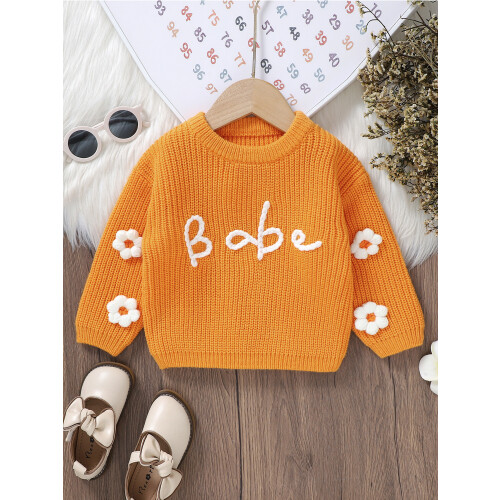 (6-9 Months, Orange) Pull bébé fille pour nourrissons. 1