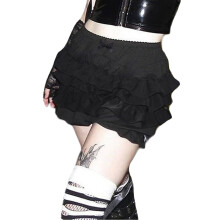 (S, Black) Short bloomer femme, short d'été décontracté à taille élastique et à plusieurs épaisseurs, idéal au quotidien